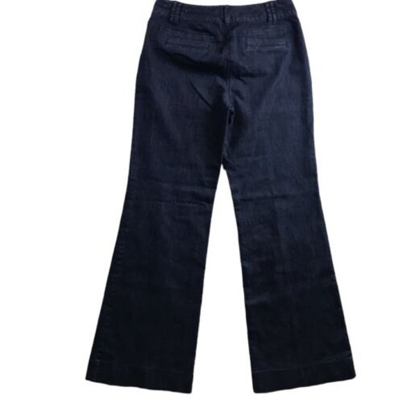 Ann Taylor LOFT Dark Wash Denim 70s Inspired Front Pocket Wide Leg Jeans Size 10 - Picture 2 of 7